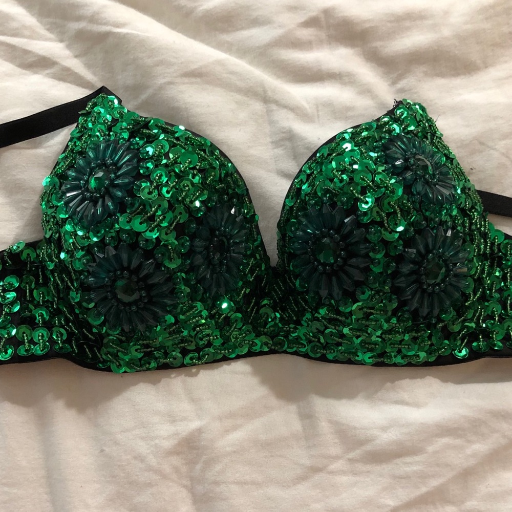 Green Bedazzled Bra - Picture 3 of 6